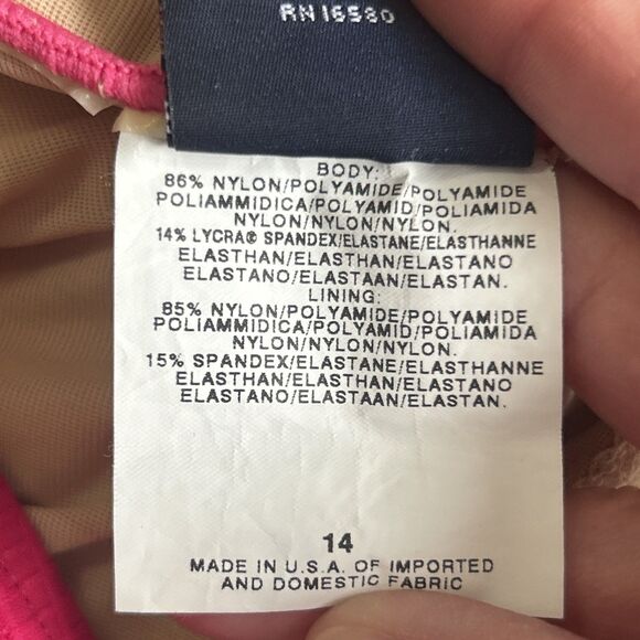 Ralph Lauren Sport Swimsuit Womens 14 One Piece Bathing Hot Pink Vintage USA New - Picture 8 of 10